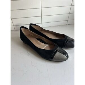 BeautiFeel Black Suede Patent Leather Ballet Flat Slip On Shoes US 10 Comfort